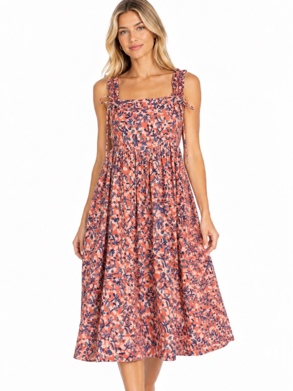 Mirth Cotton Sleeveless Abstract Print Midi Dress Size XS